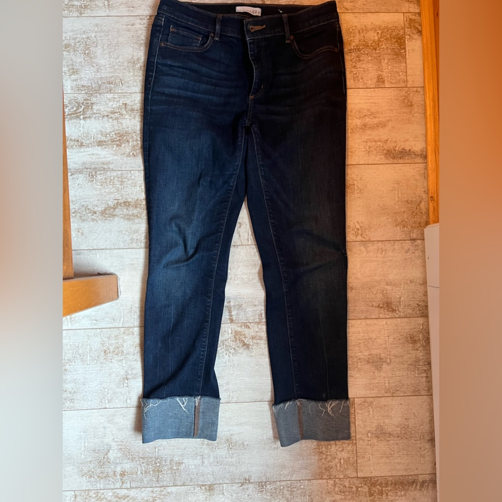 Loft Cuffed Dark Blue Jeans